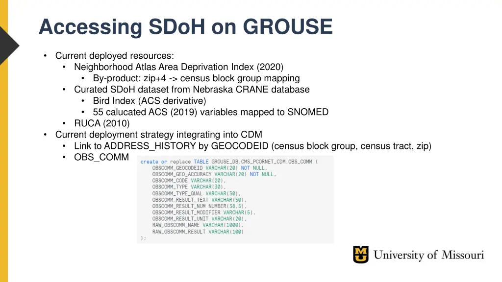accessing sdoh on grouse