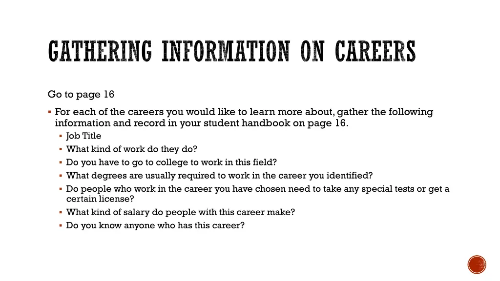 gathering information on careers
