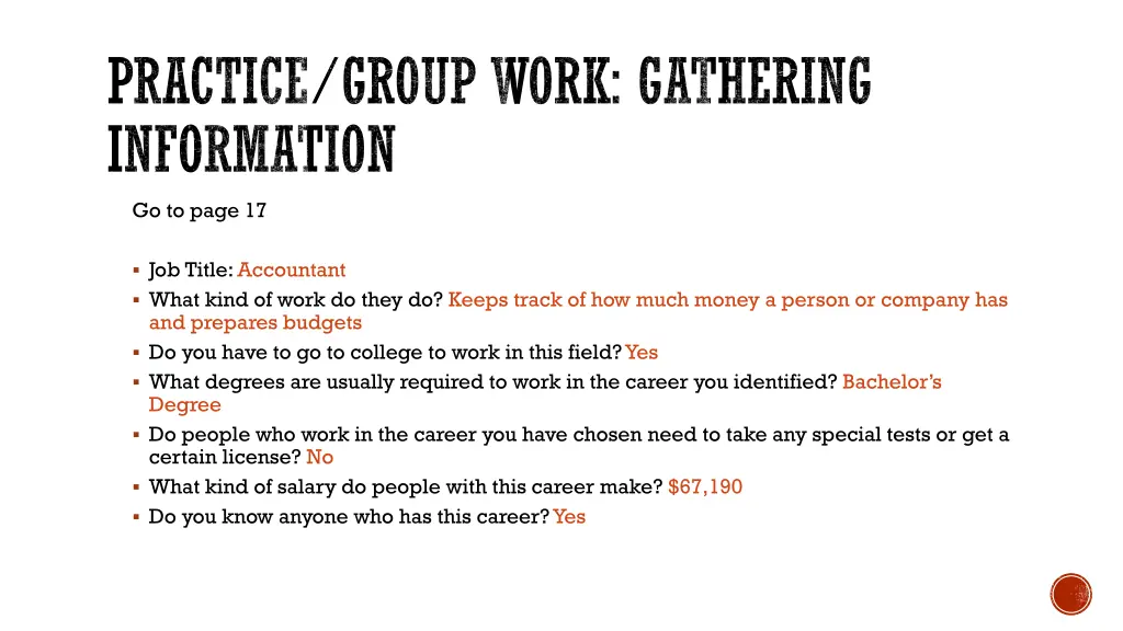 practice group work gathering information