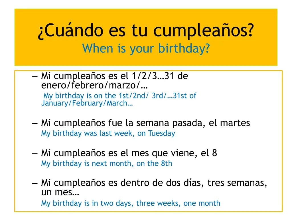 cu ndo es tu cumplea os when is your birthday