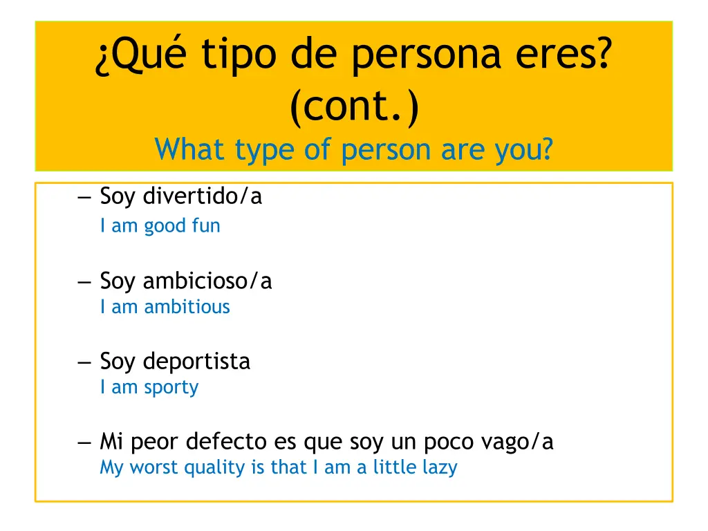 qu tipo de persona eres cont what type of person