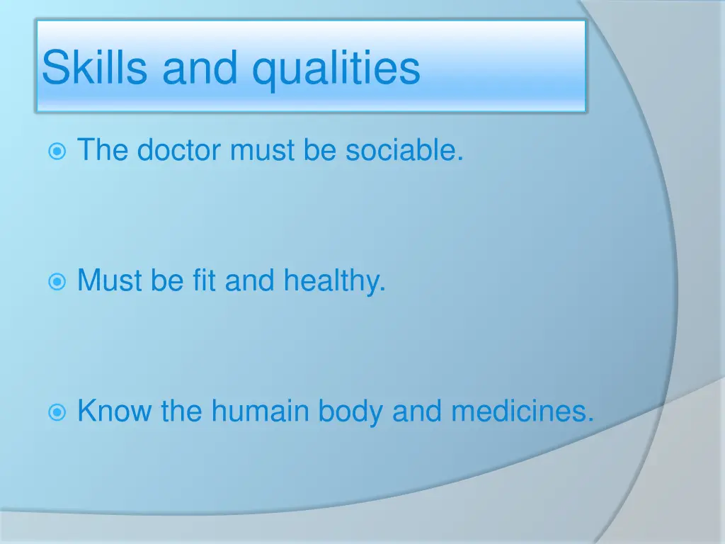 skills and qualities