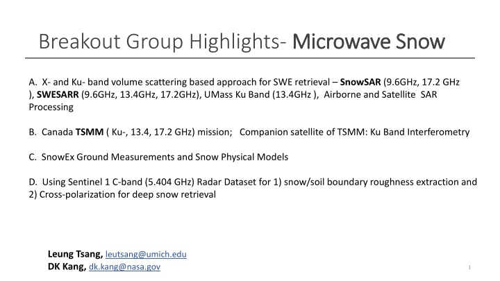 breakout group highlights microwave snow