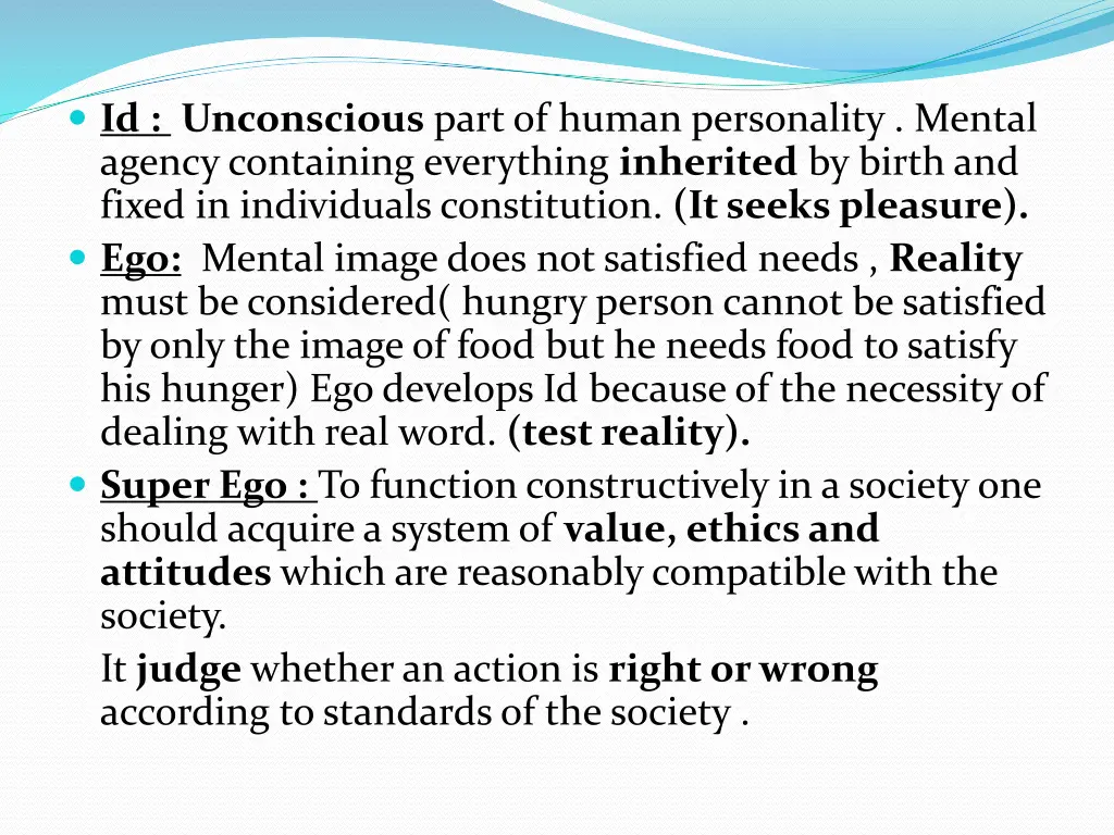 id unconscious part of human personality mental
