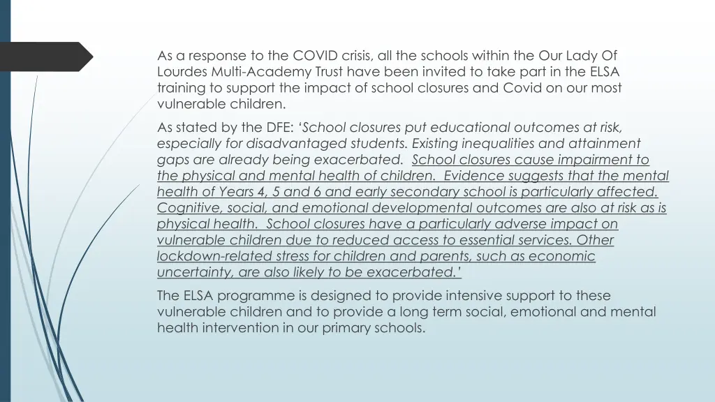 as a response to the covid crisis all the schools