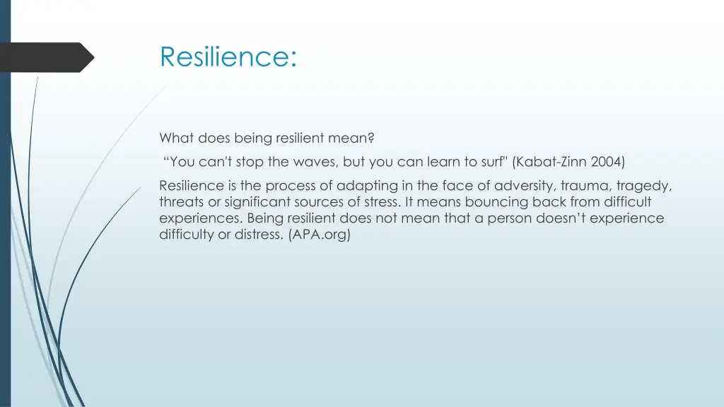 resilience