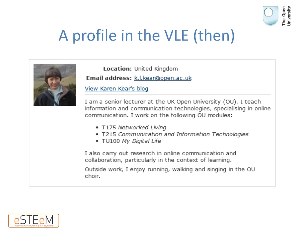 a profile in the vle then