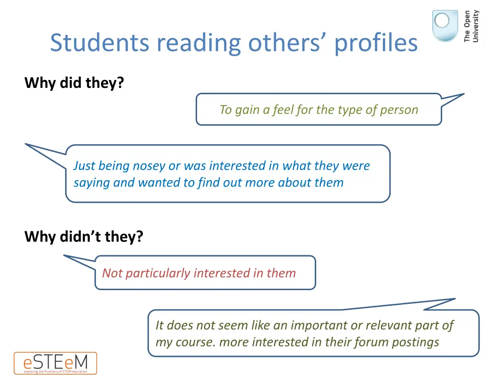 students reading others profiles