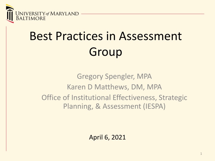 best practices in assessment group