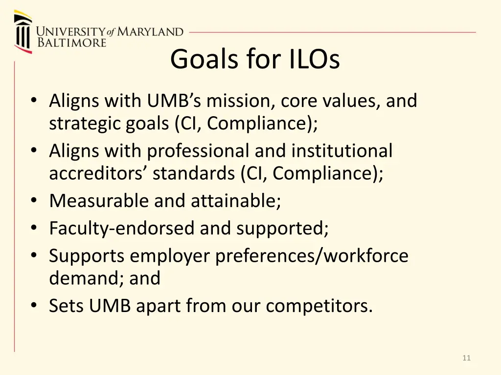 goals for ilos