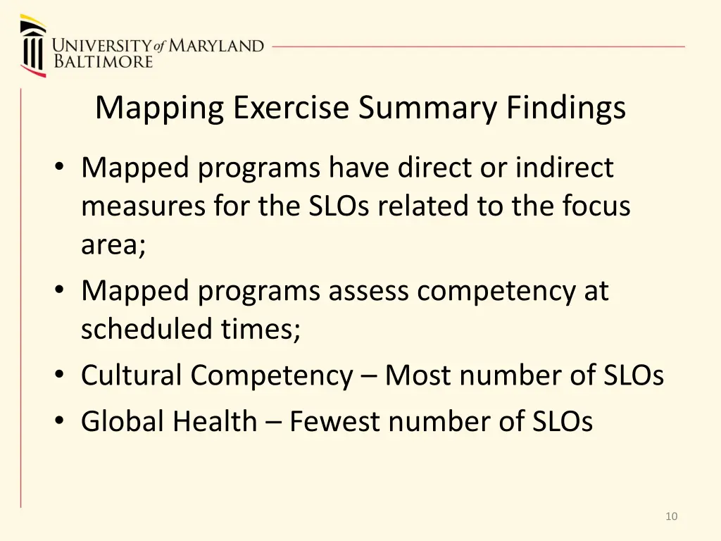 mapping exercise summary findings