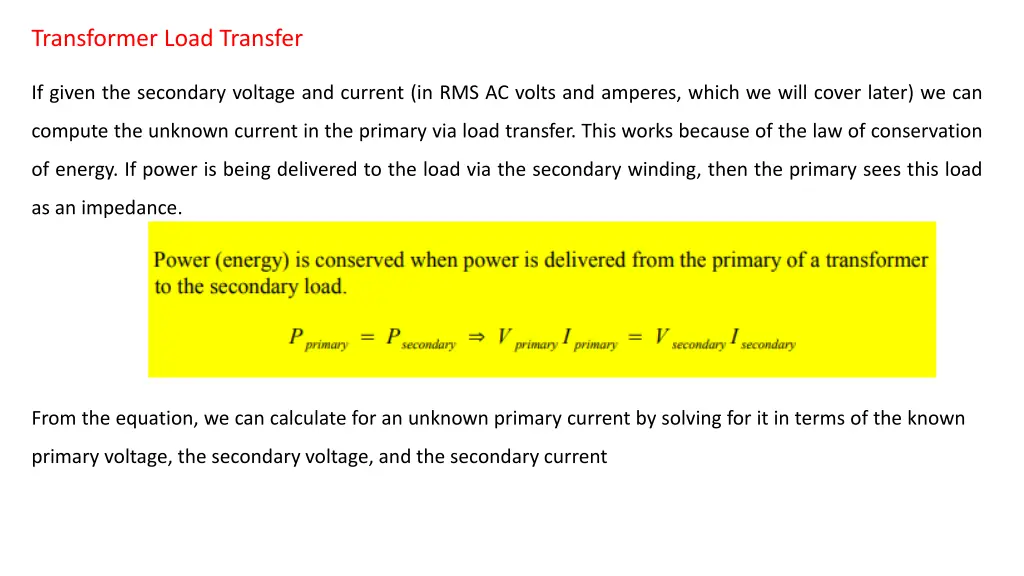 transformer load transfer