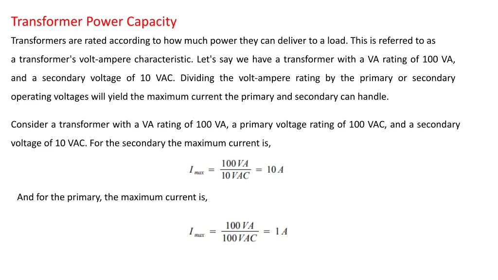 transformer power capacity