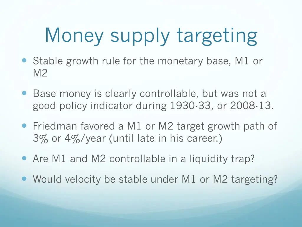 money supply targeting