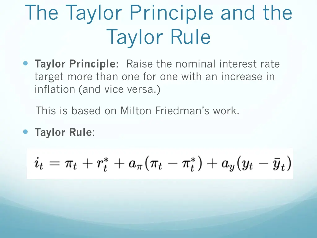 the taylor principle and the taylor rule