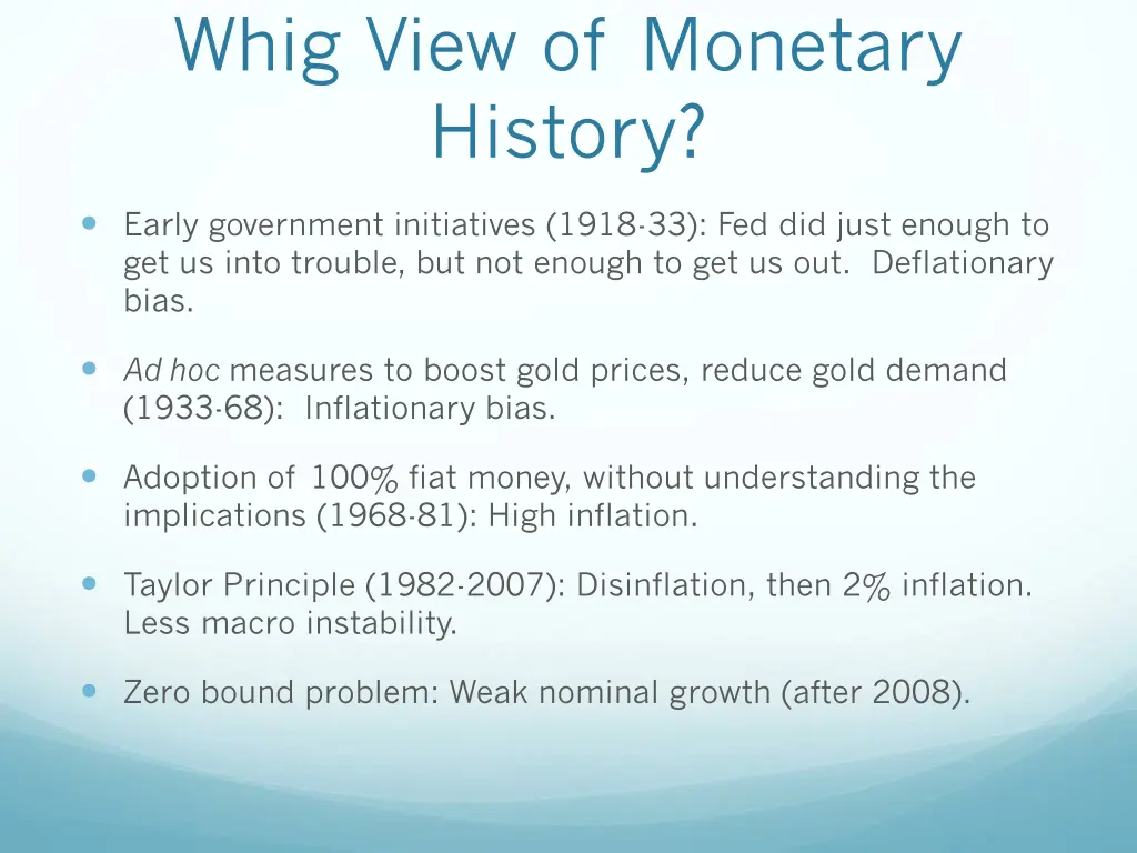 whig view of monetary history
