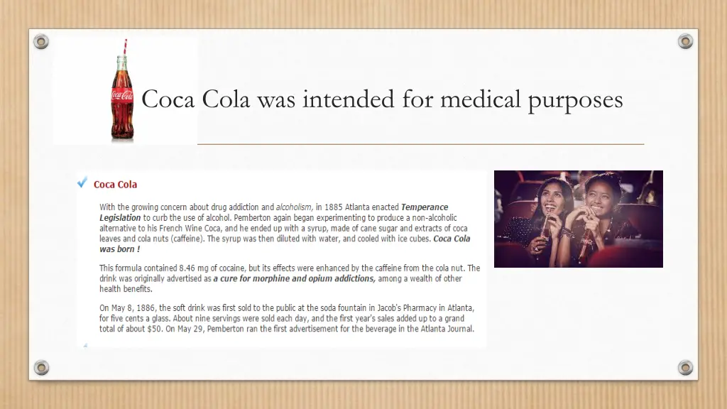 coca cola was intended for medical purposes
