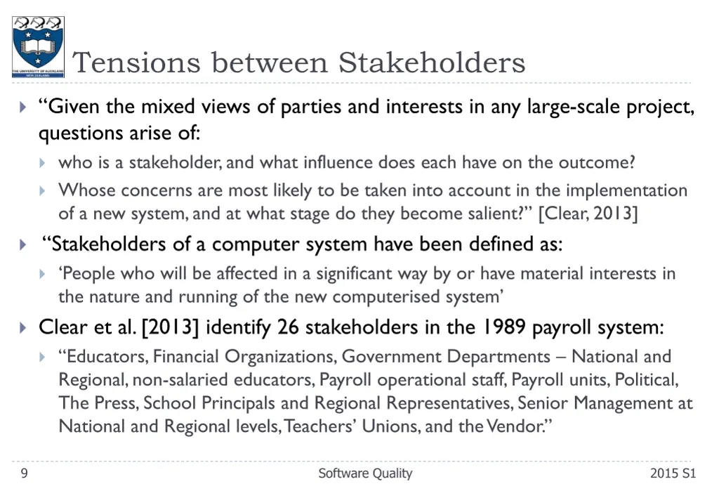 tensions between stakeholders