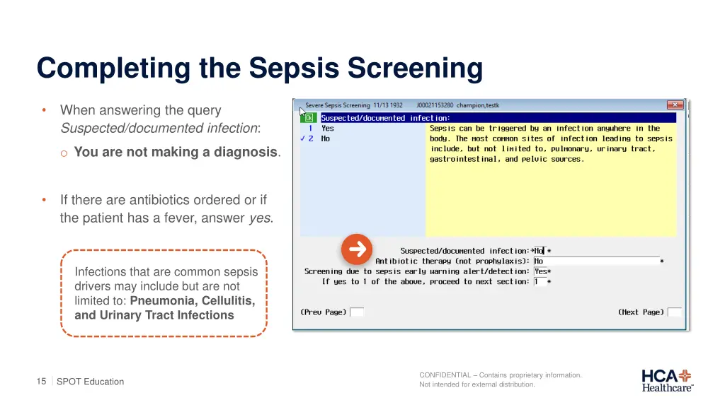 completing the sepsis screening 2