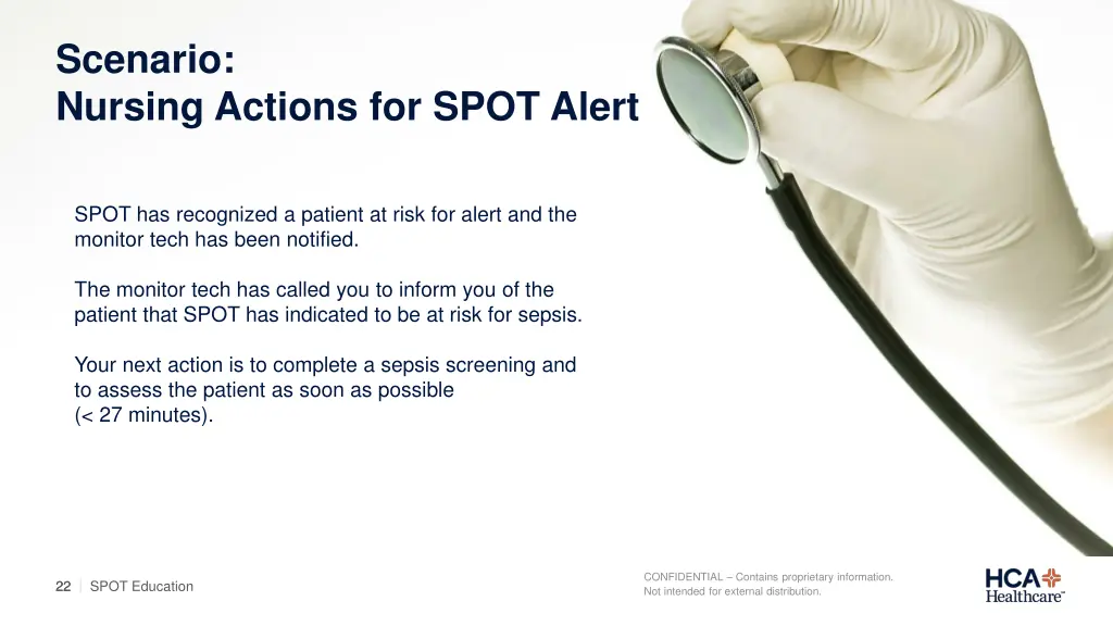 scenario nursing actions for spot alert
