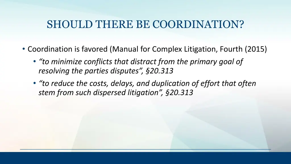 should there be coordination