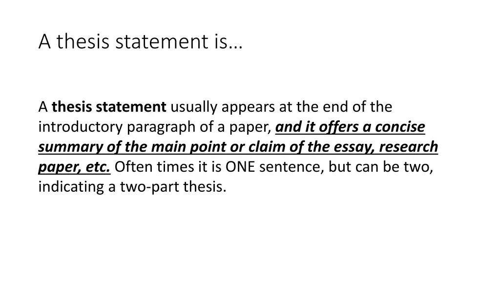 a thesis statement is