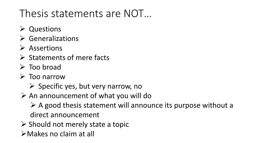 thesis statements are not