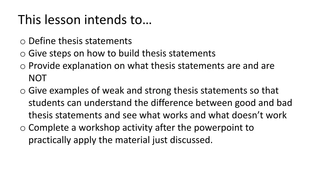 this lesson intends to