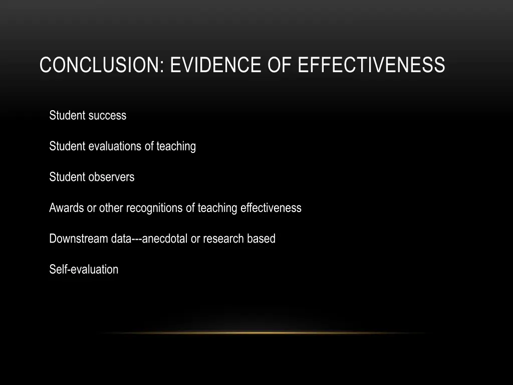 conclusion evidence of effectiveness