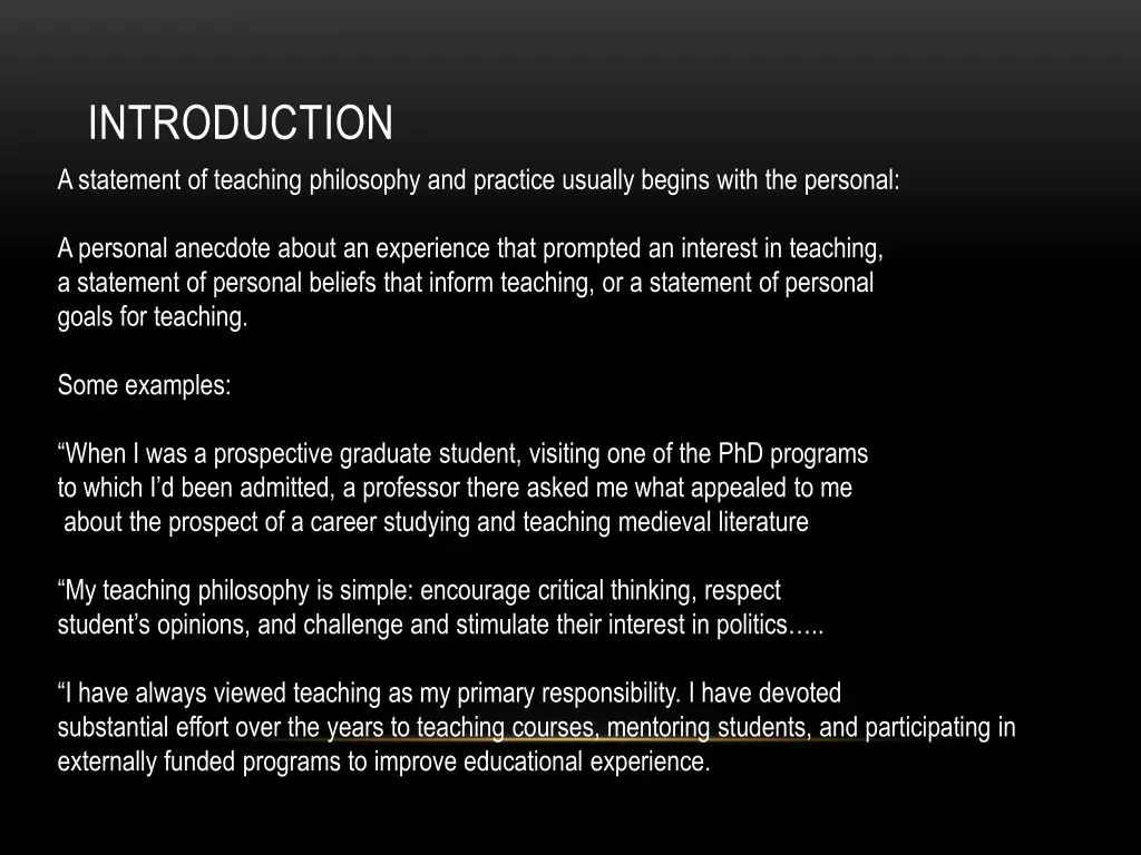 introduction a statement of teaching philosophy