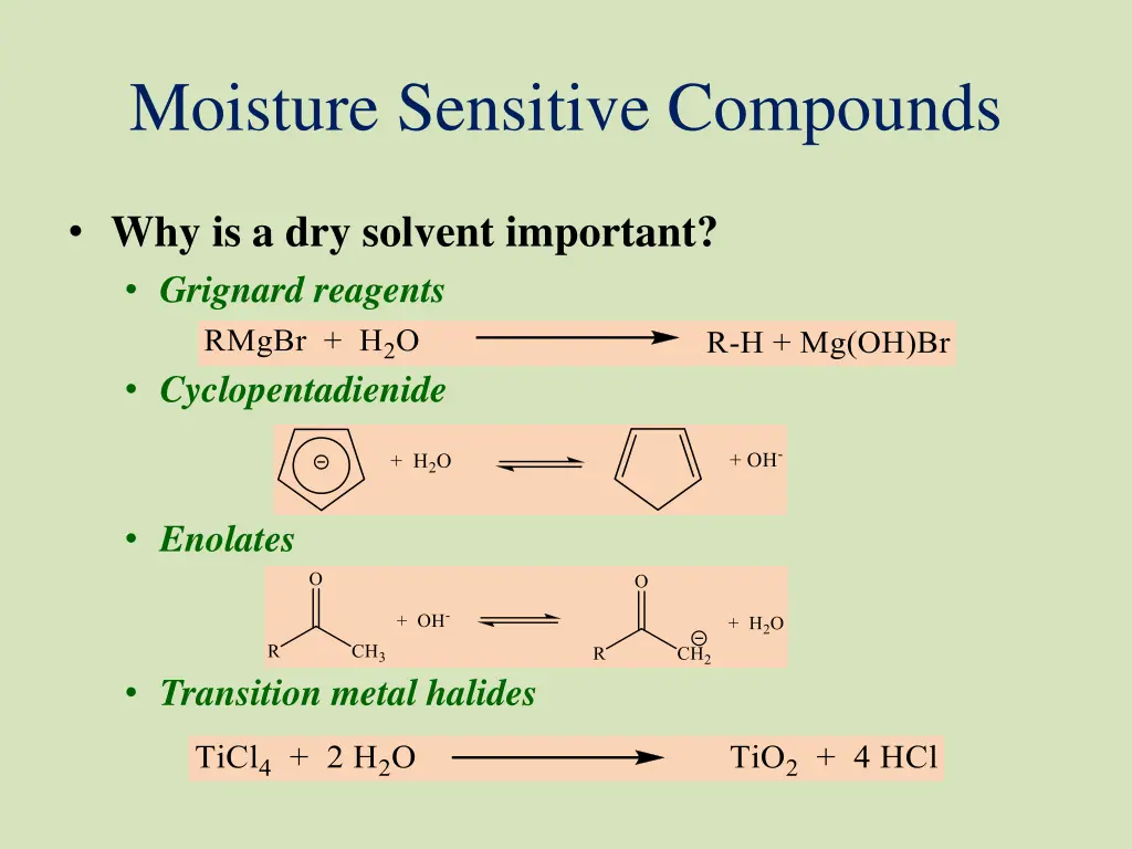moisture sensitive compounds