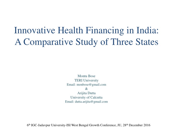 innovative health financing in india