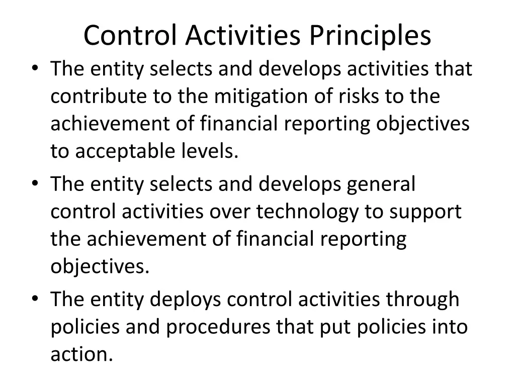 control activities principles the entity selects