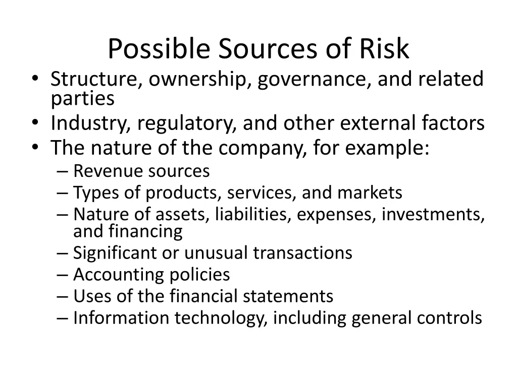 possible sources of risk structure ownership