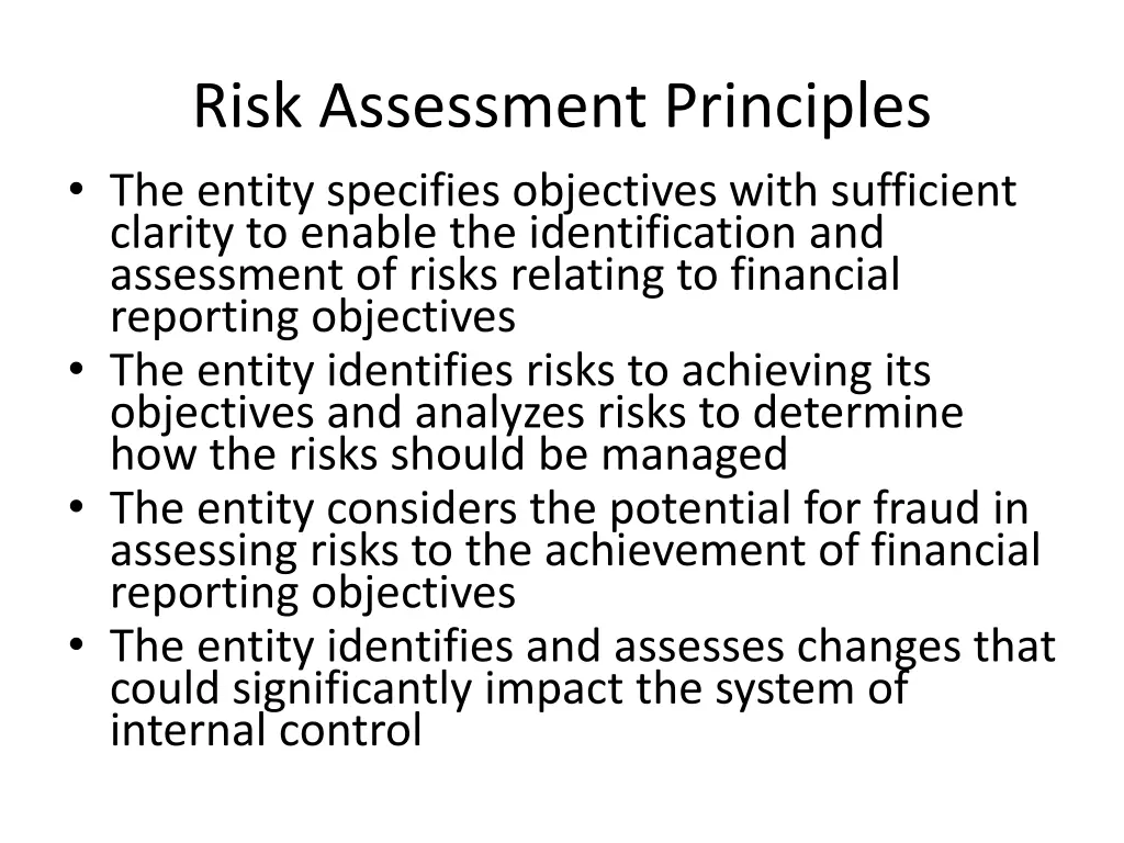 risk assessment principles the entity specifies