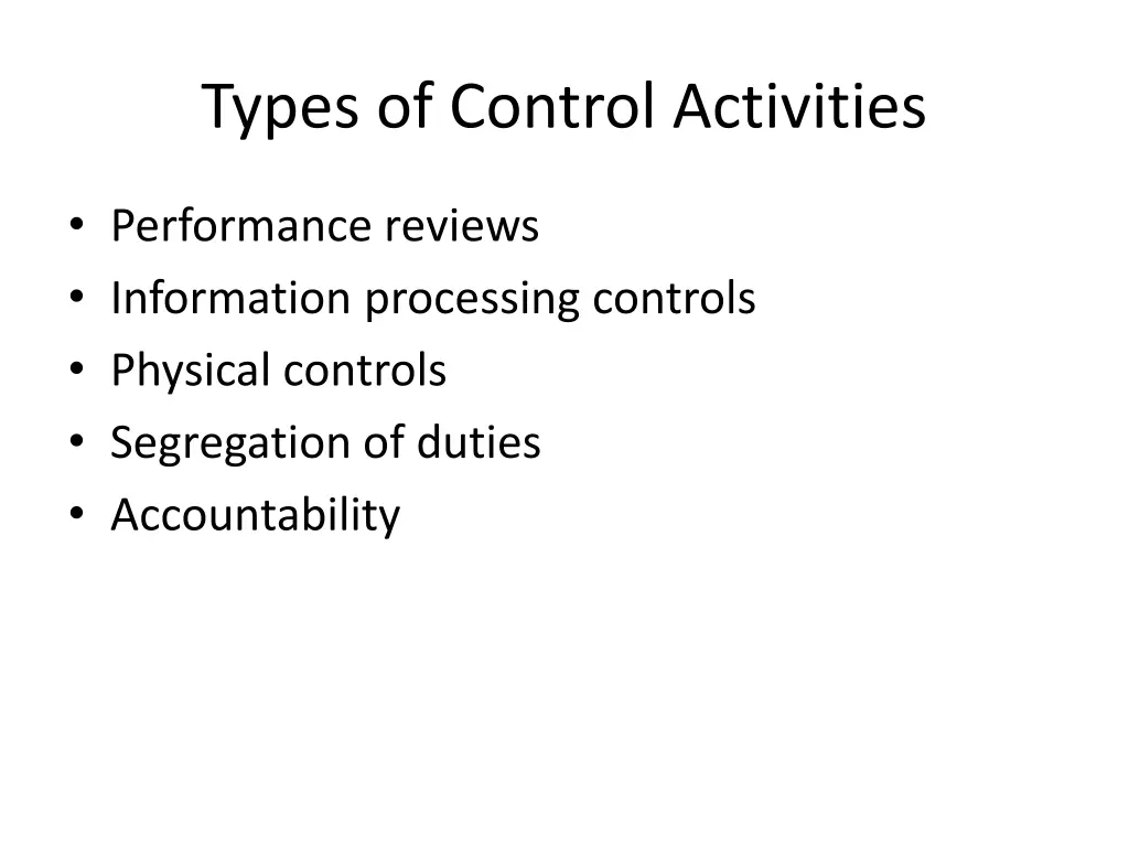 types of control activities