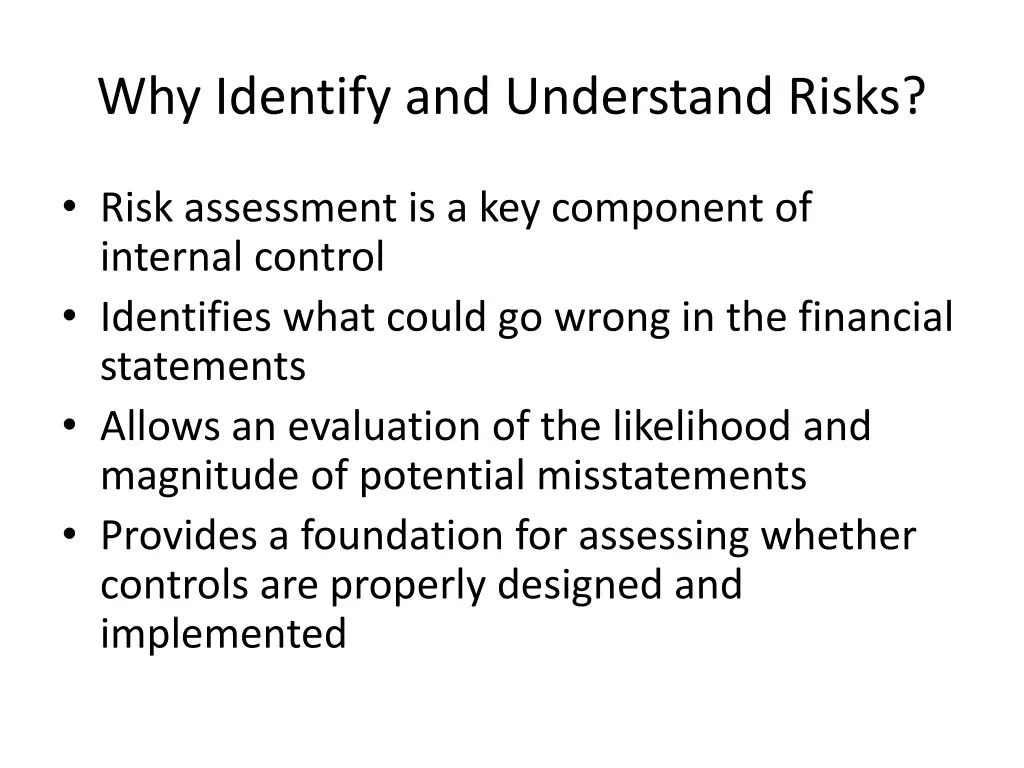 why identify and understand risks