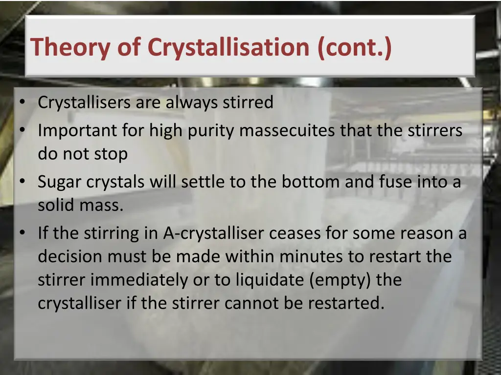 theory of crystallisation cont 1