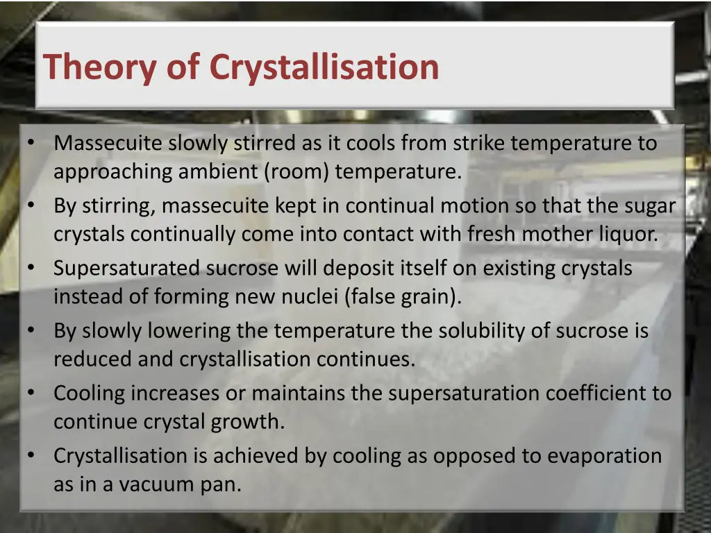 theory of crystallisation