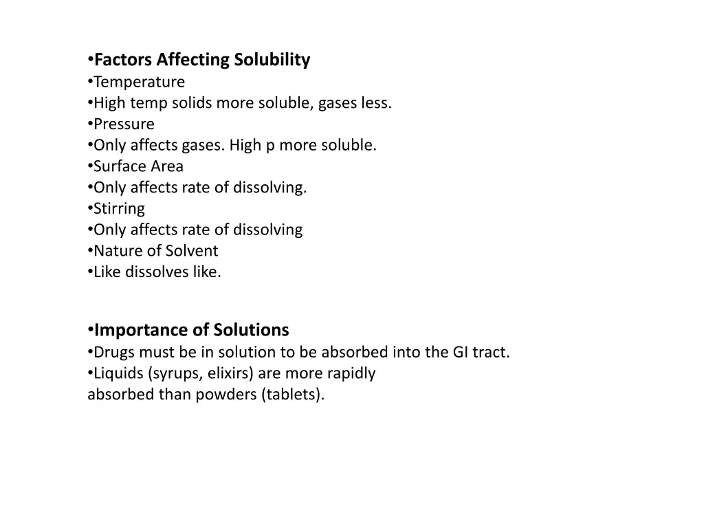 factors affecting solubility temperature high