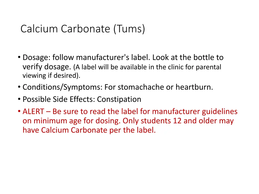 calcium carbonate tums