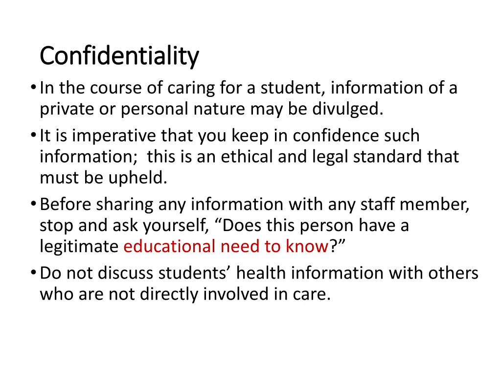 confidentiality confidentiality in the course