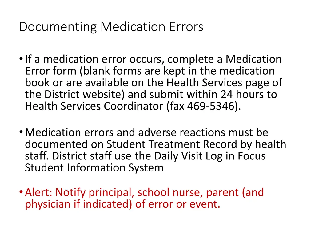 documenting medication errors