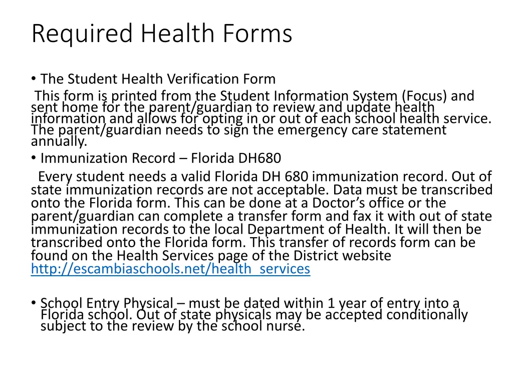 required health forms