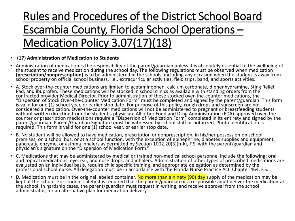 rules and procedures of the district school board