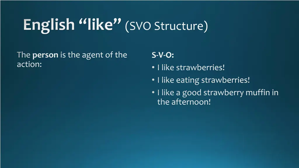 english like svo structure