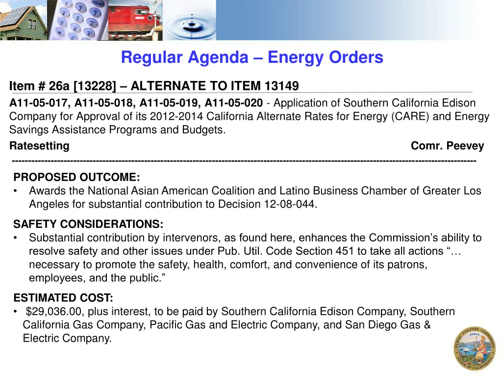 regular agenda energy orders 2