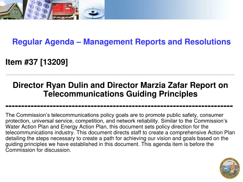 regular agenda management reports and resolutions 1