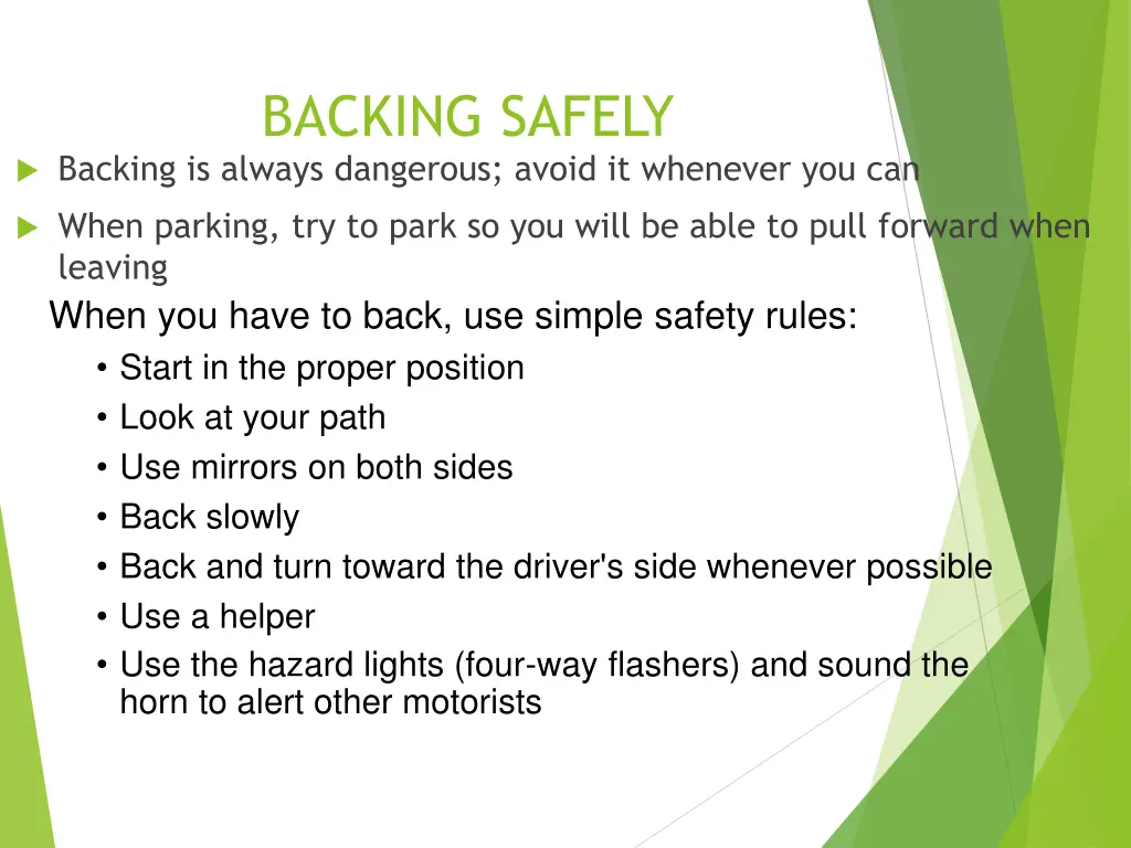 backing safely