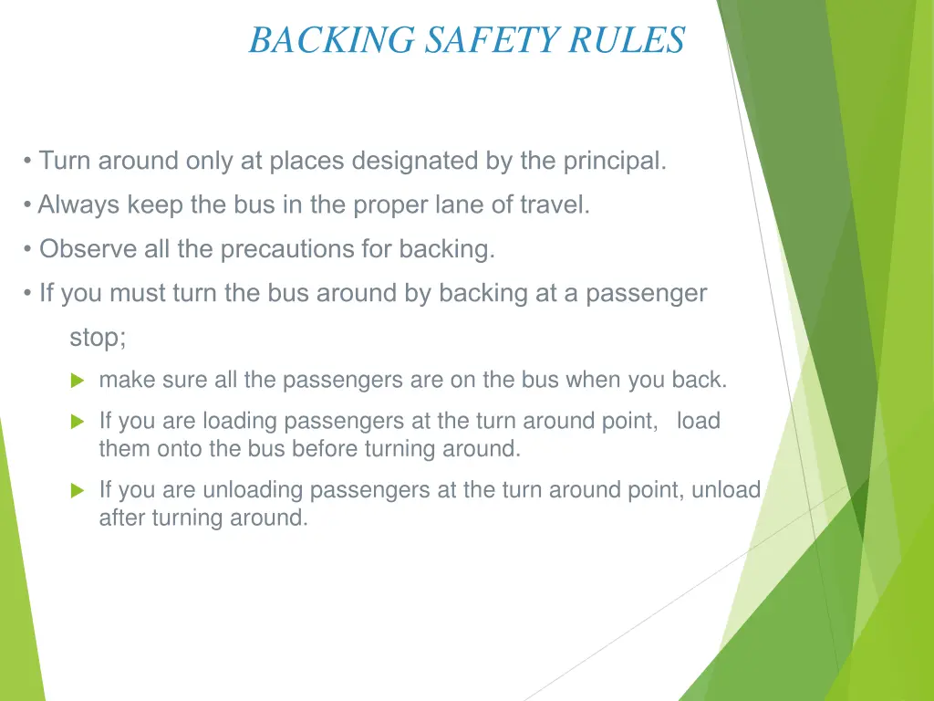 backing safety rules